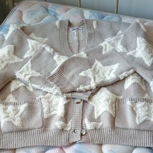 TALULAH Beige and Cream Star Cardigan